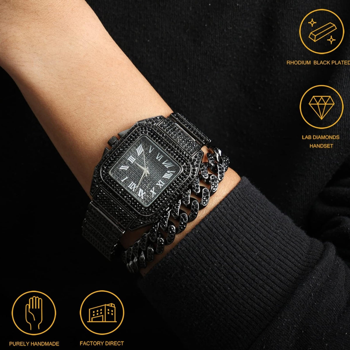 Men's Watch with Cuban Link Chain J361