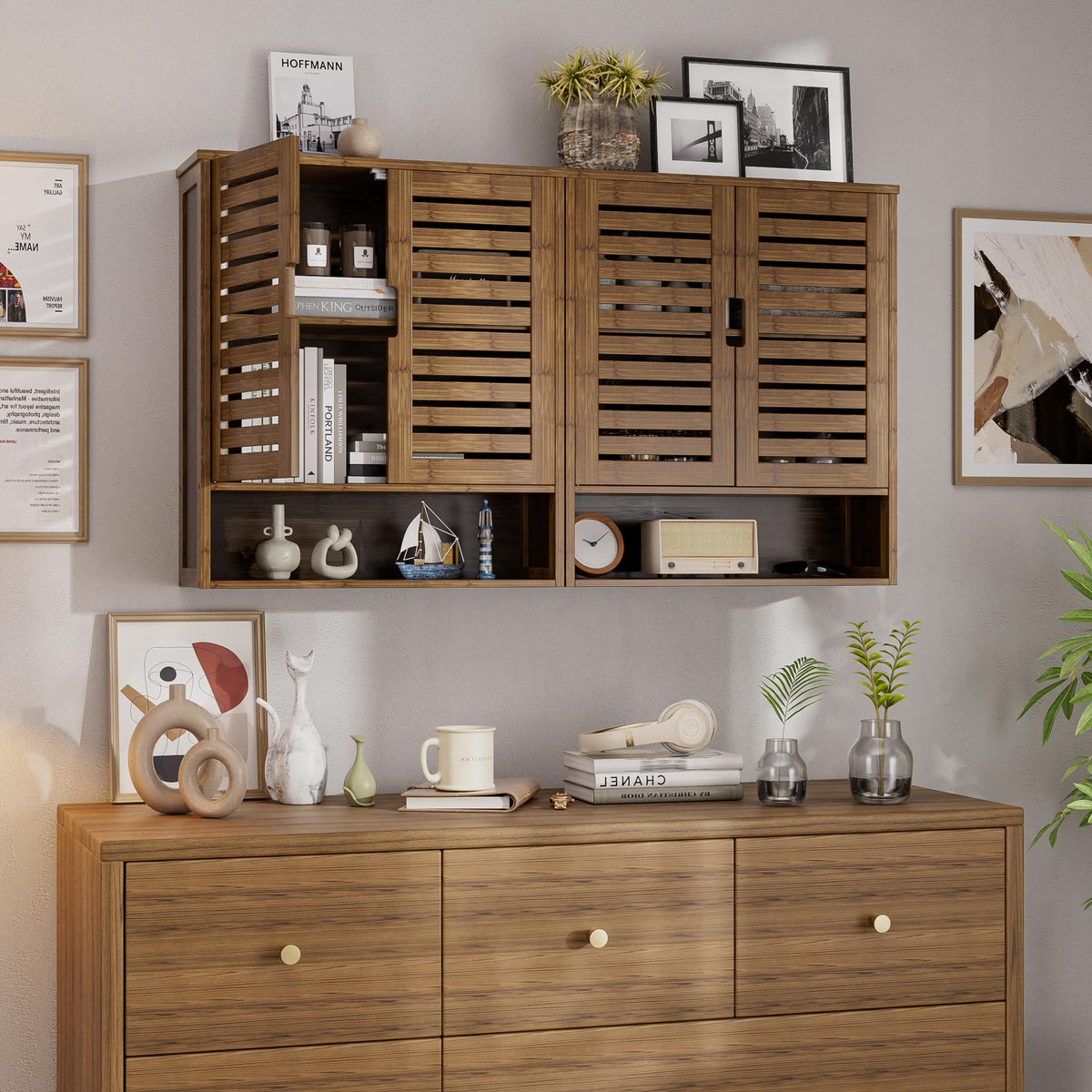 Bamboo Over-The-Toilet Storage Cabinet with 2 Door A9866
