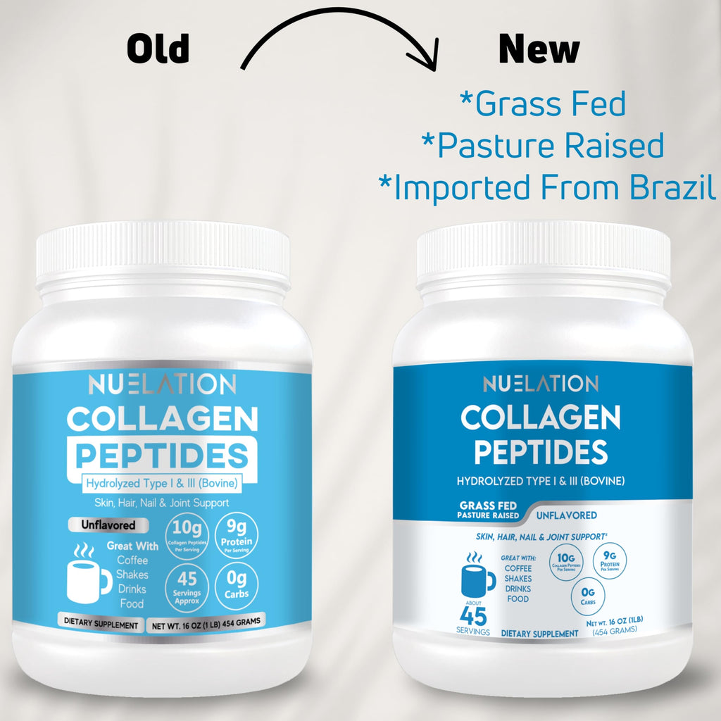 Grass Fed Hydrolyzed Bovine Collagen Peptides Powder 1LB Unflavored I35451