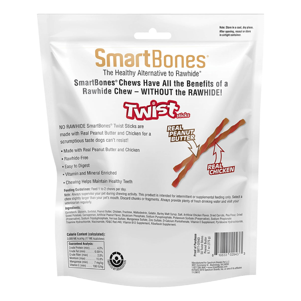 Peanut Butter Rawhide-Free Dog Treats 50 Count T53170