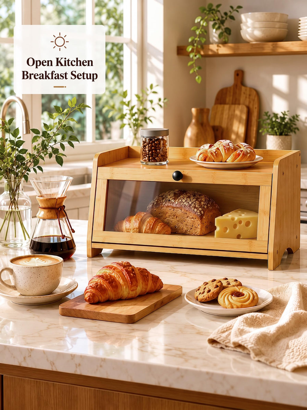 Bread Box with Top Shelf, 1 Tier H2468