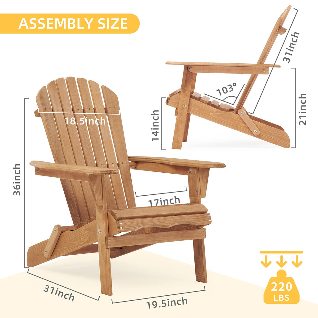 Folding Wood Adirondack Chair Set of 2 F819041