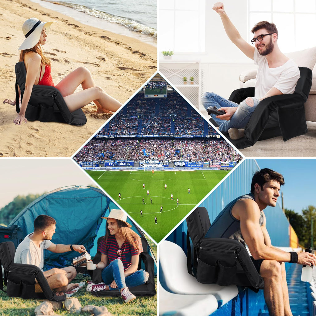 2 Pack Portable Folding Stadium Seats with Back Support and Cushion R360439