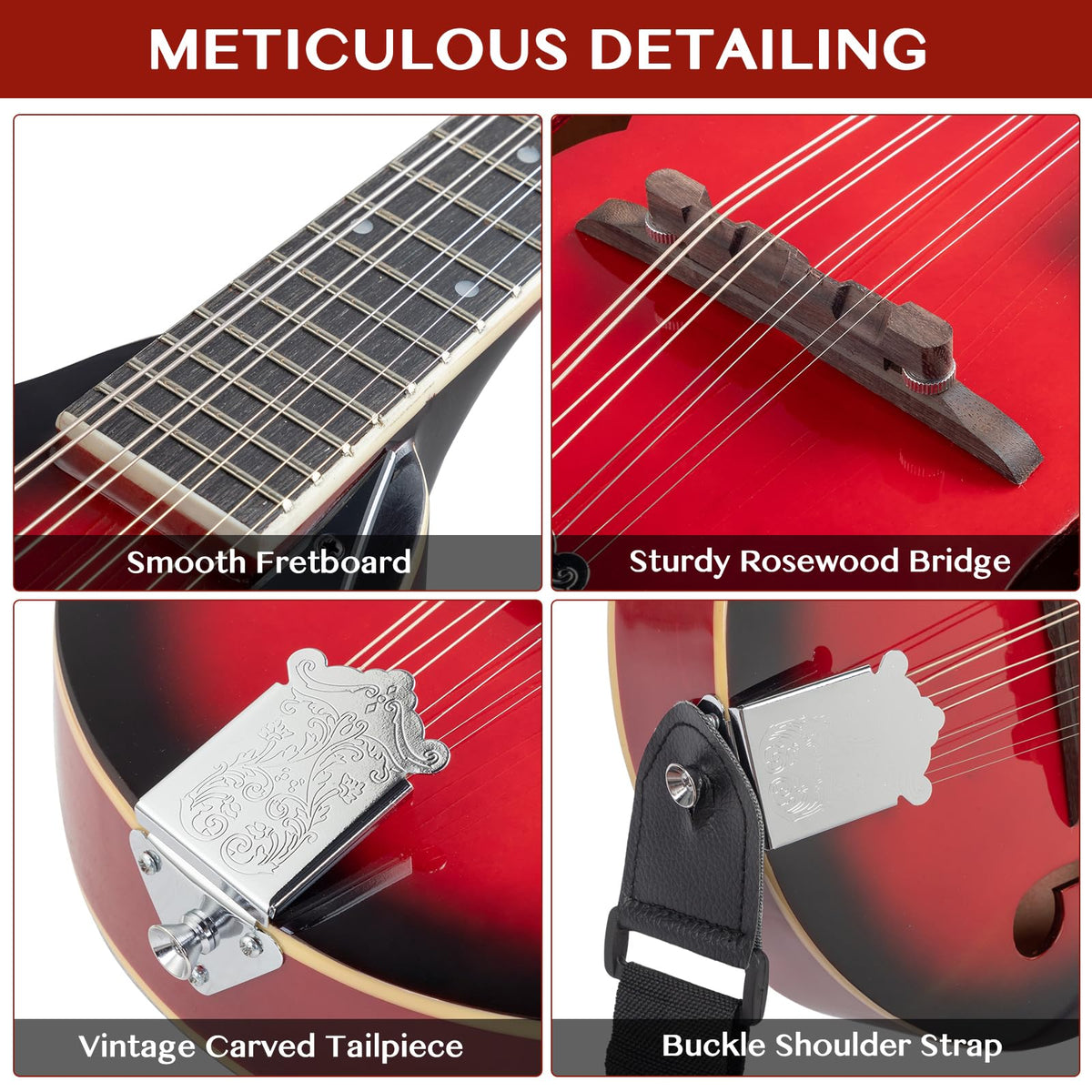 8 Strings Acoustic Mahogany Wood Mandolin E97313
