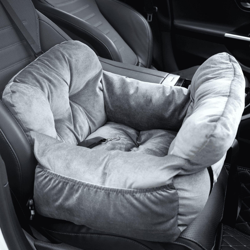 Gray Pet Car Booster Seat for Small Dogs up to 25 lbs B994857