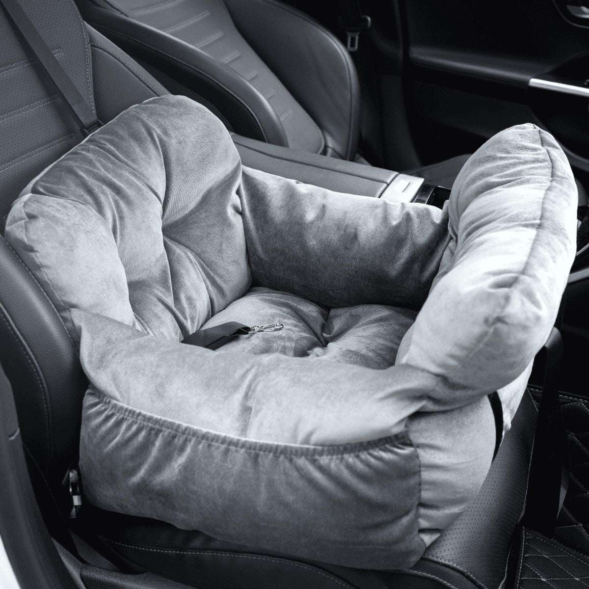 Gray Pet Car Booster Seat for Small Dogs up to 25 lbs B994857