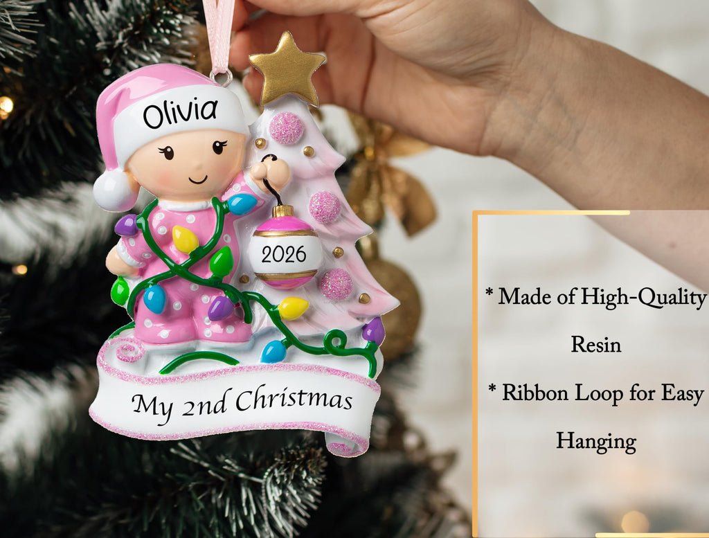 Baby's Second Christmas Ornament 2026 Pink F8892