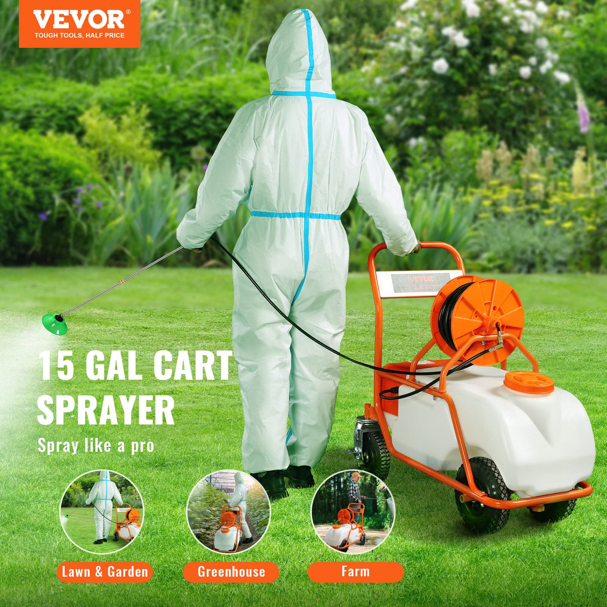 15 Gallon Battery Powered Garden Weed Sprayer with Surfactant X898