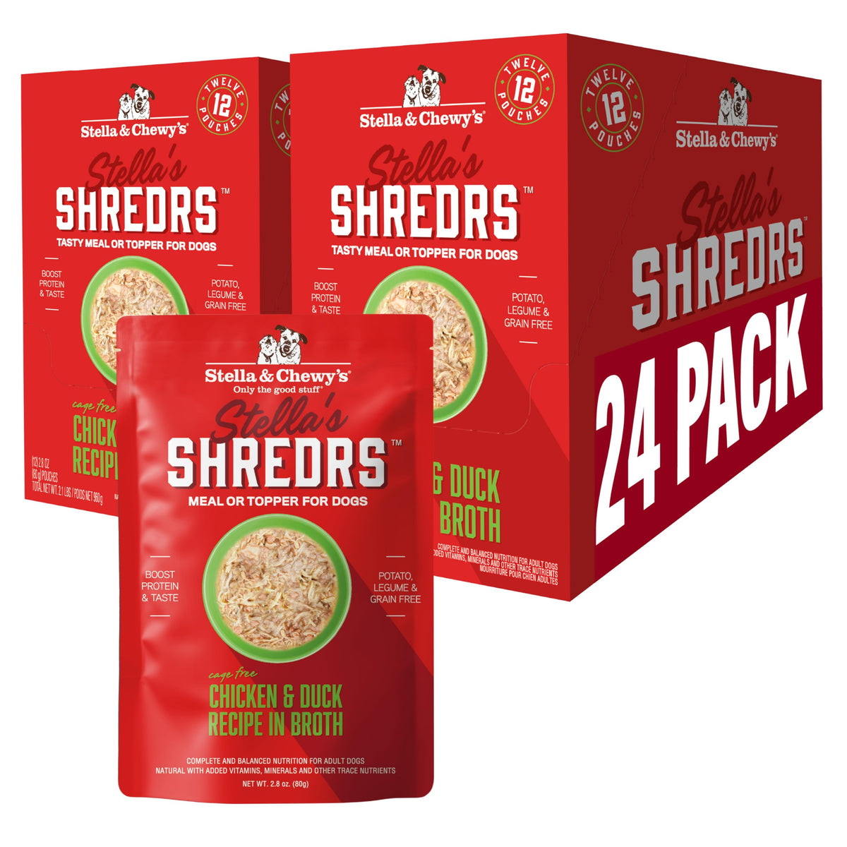 Chicken & Duck Dog Food Pouches 24 Pack 2.8 oz S62916