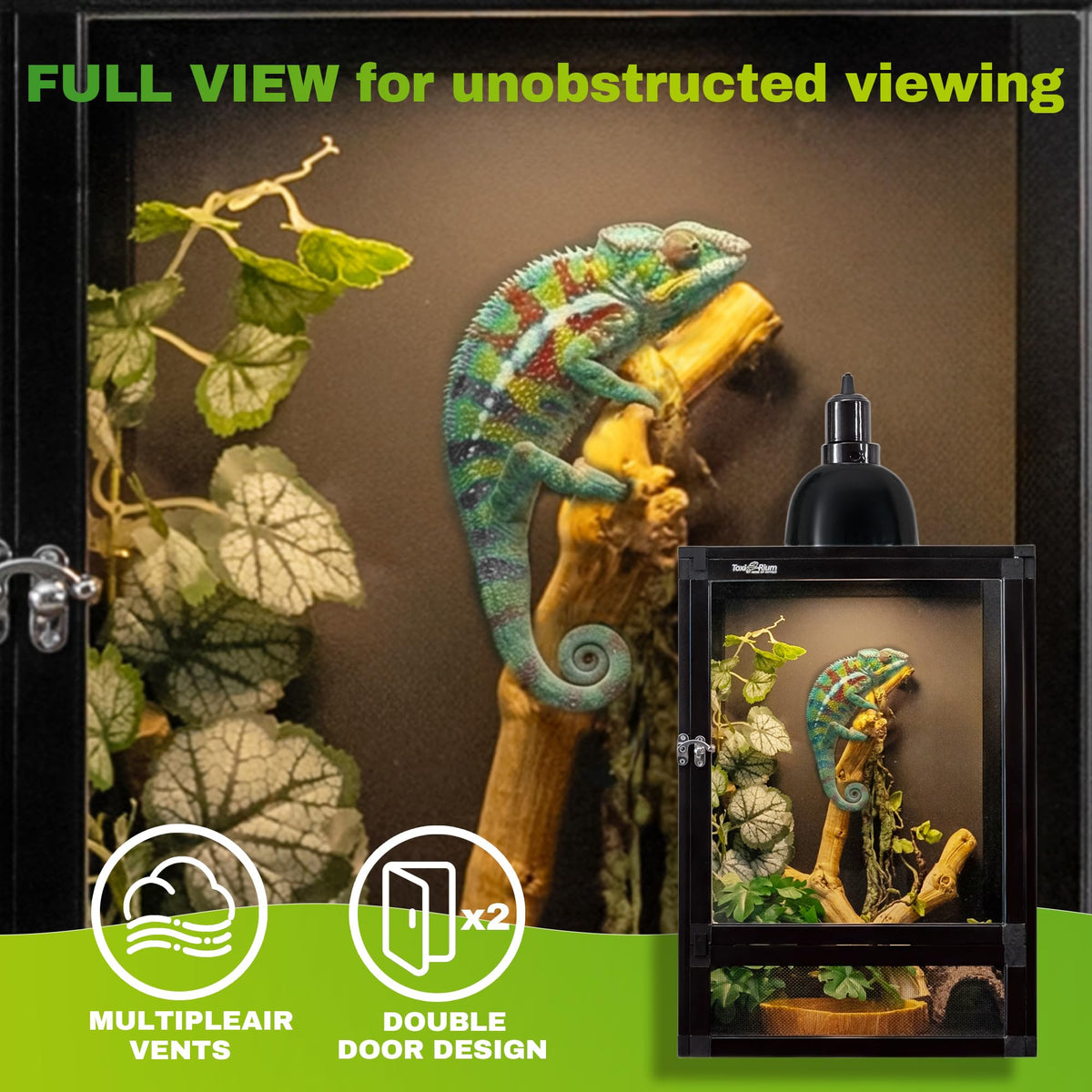 18"x18"x36" Aluminum Reptile Enclosure with Screen & Acrylic Doors I82861