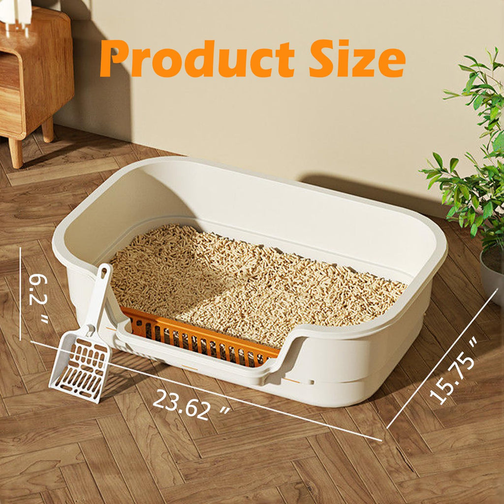 Large High Sides Low Entry Cat Litter Box U77691