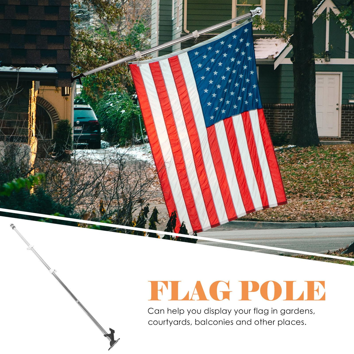1.5m Stainless Steel Flag Pole Set S37278