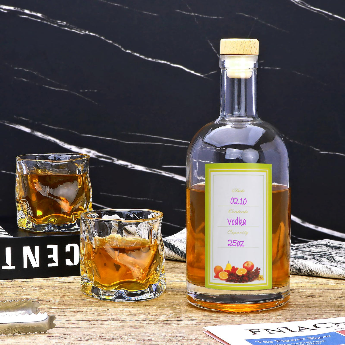 Clear Glass Bottles with T-Top Cork I524