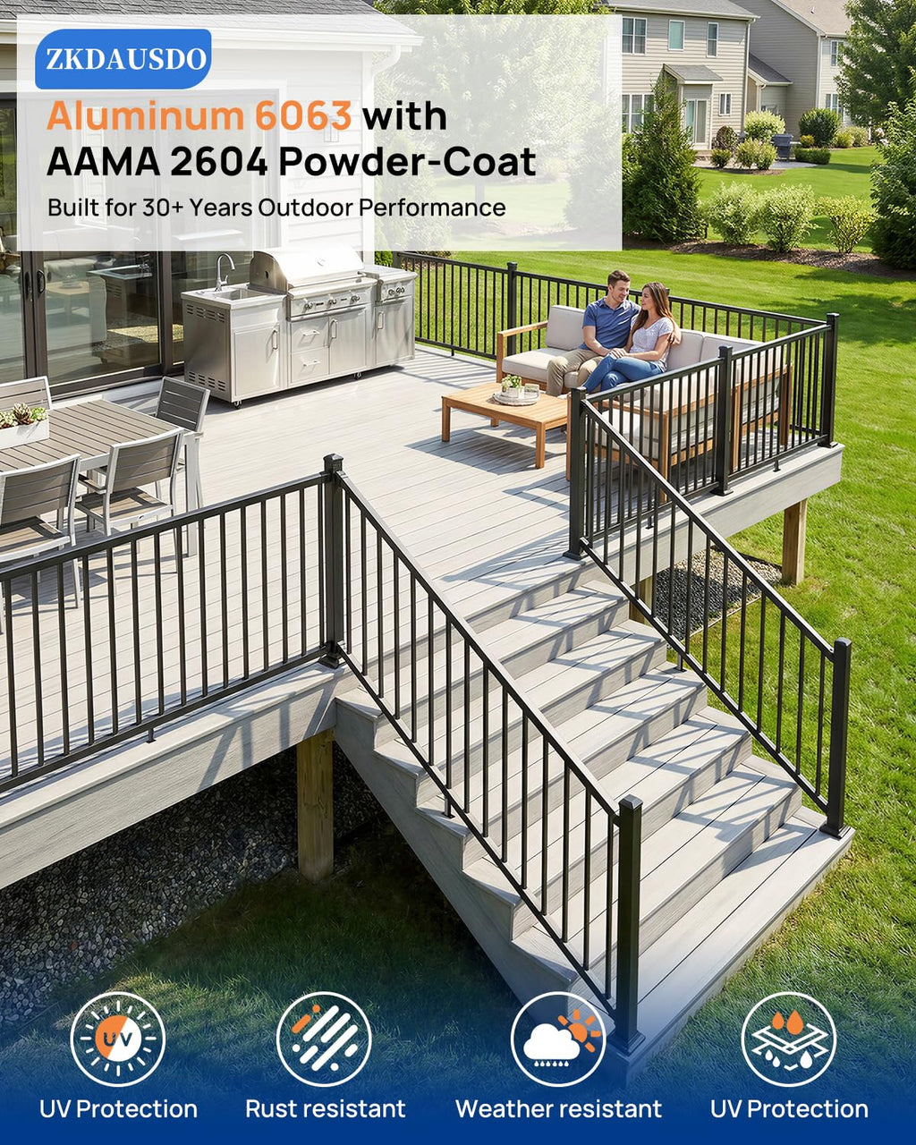 6 ft. W Aluminum Stair Railing Kit P434