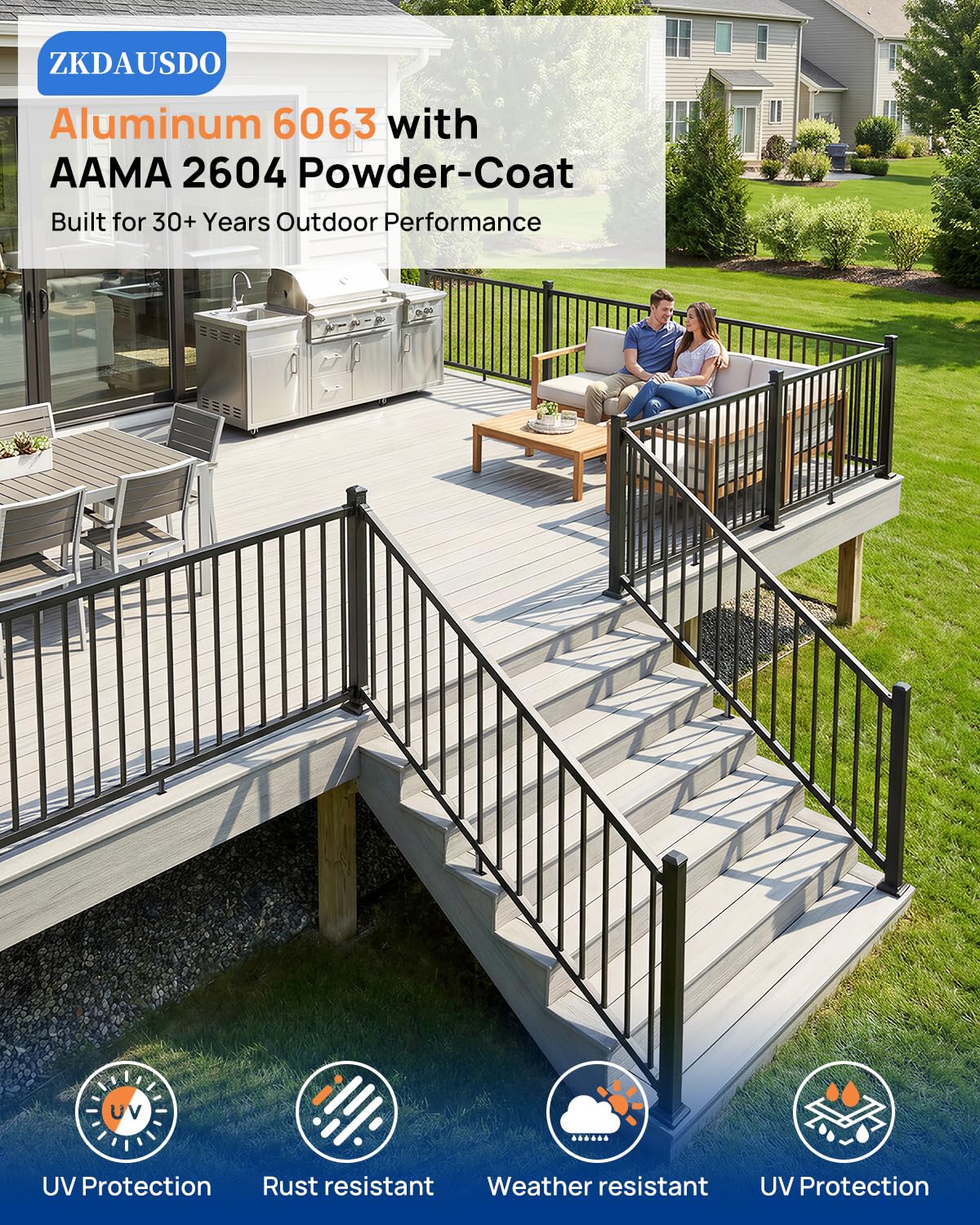 6 ft. W Aluminum Stair Railing Kit P434