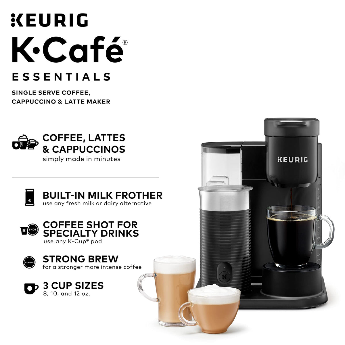 Single Serve Coffee, Latte and Cappuccino Maker, Black O104892