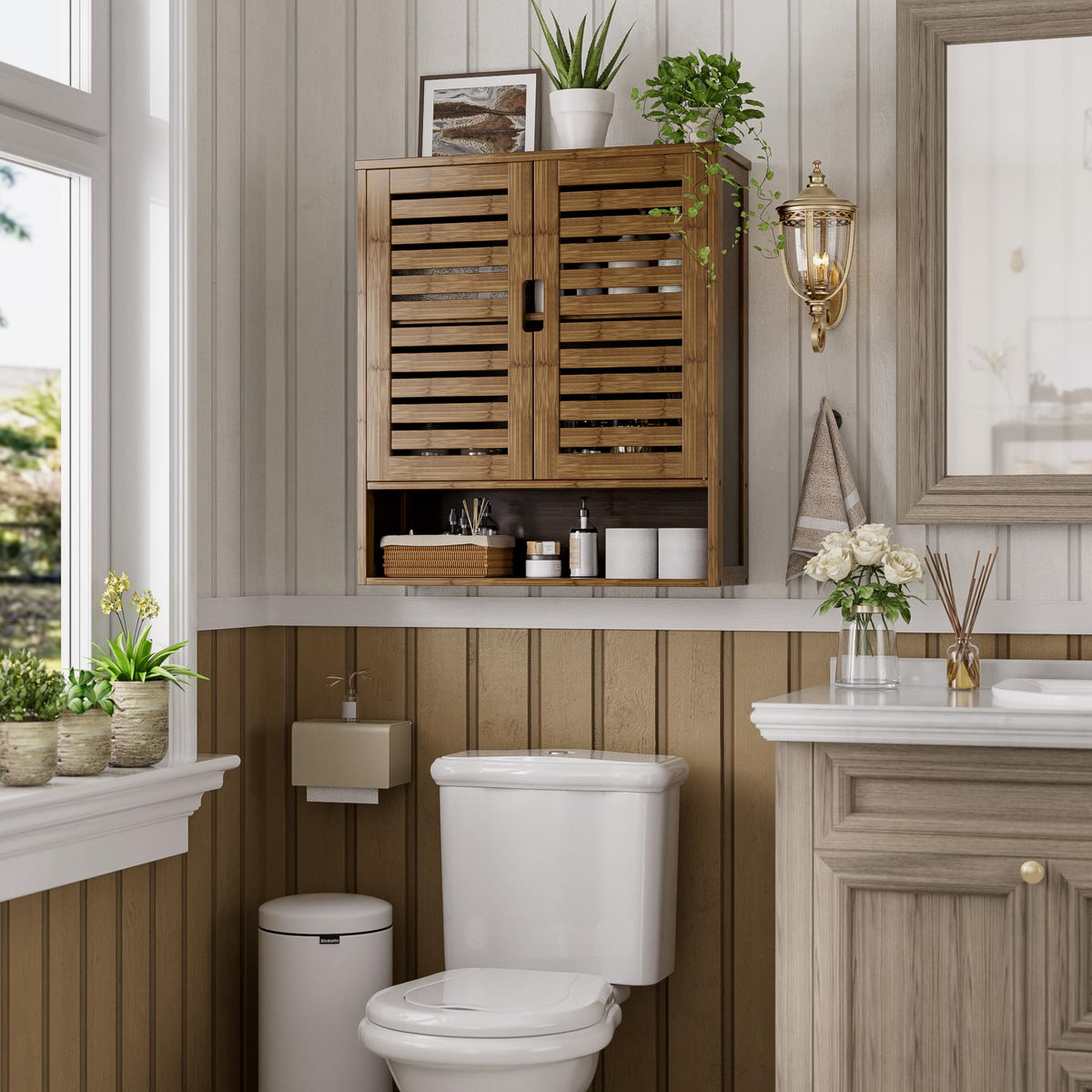 Bamboo Over-The-Toilet Storage Cabinet with 2 Door A9866