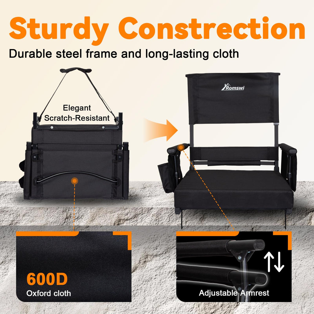 2-Pack Stadium Seats with Back Support and Armrests Z1114