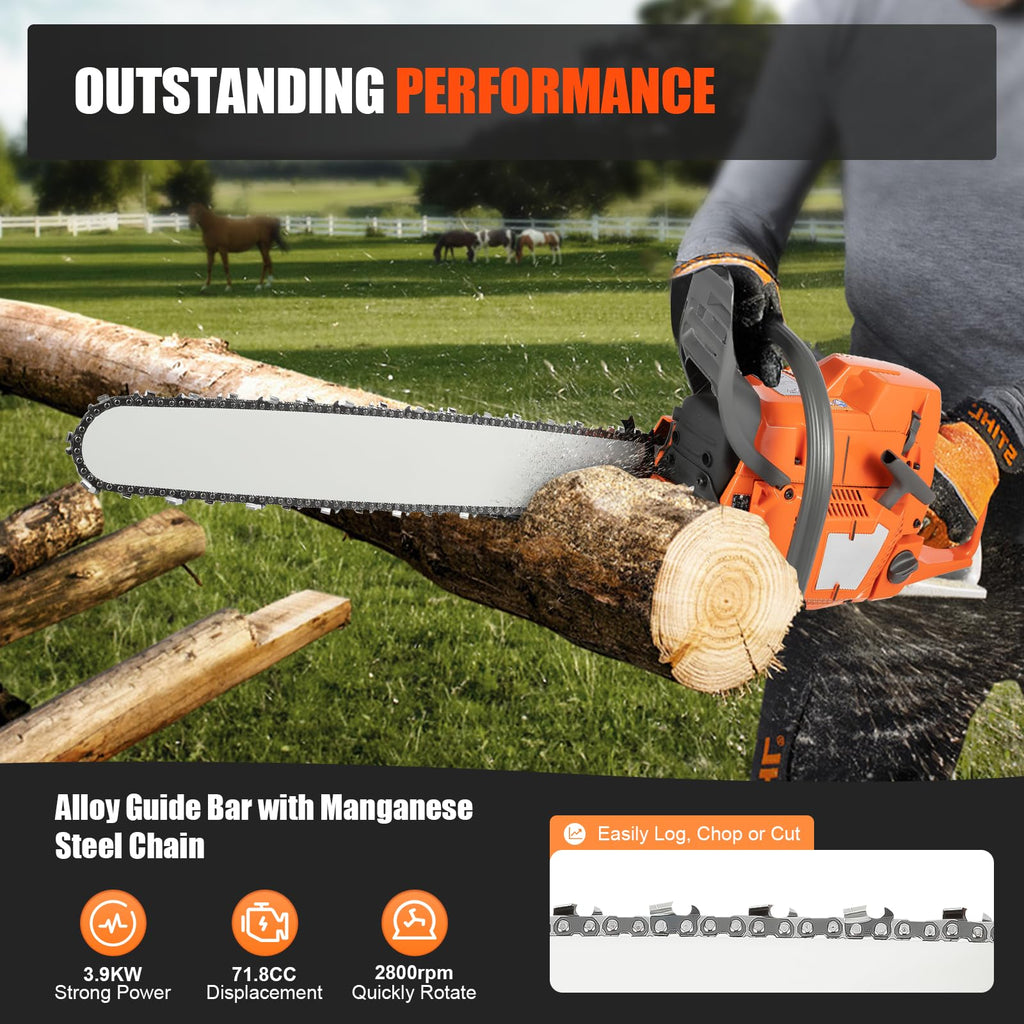 24'' 72CC 2-Stroke Gas Chainsaw H54179