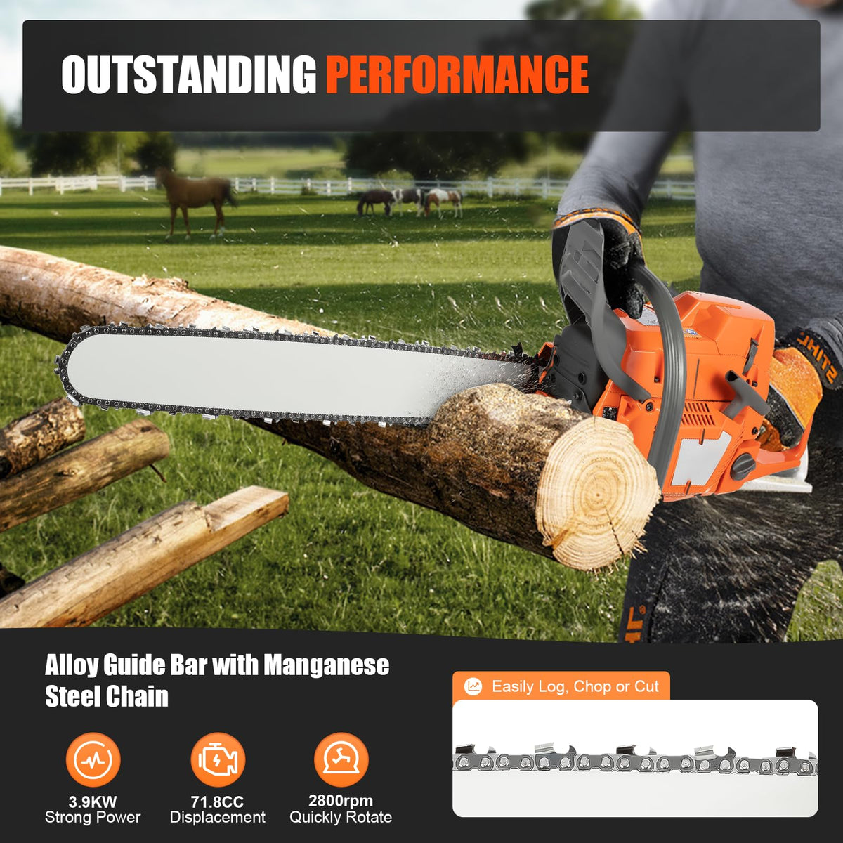 24'' 72CC 2-Stroke Gas Chainsaw H54179