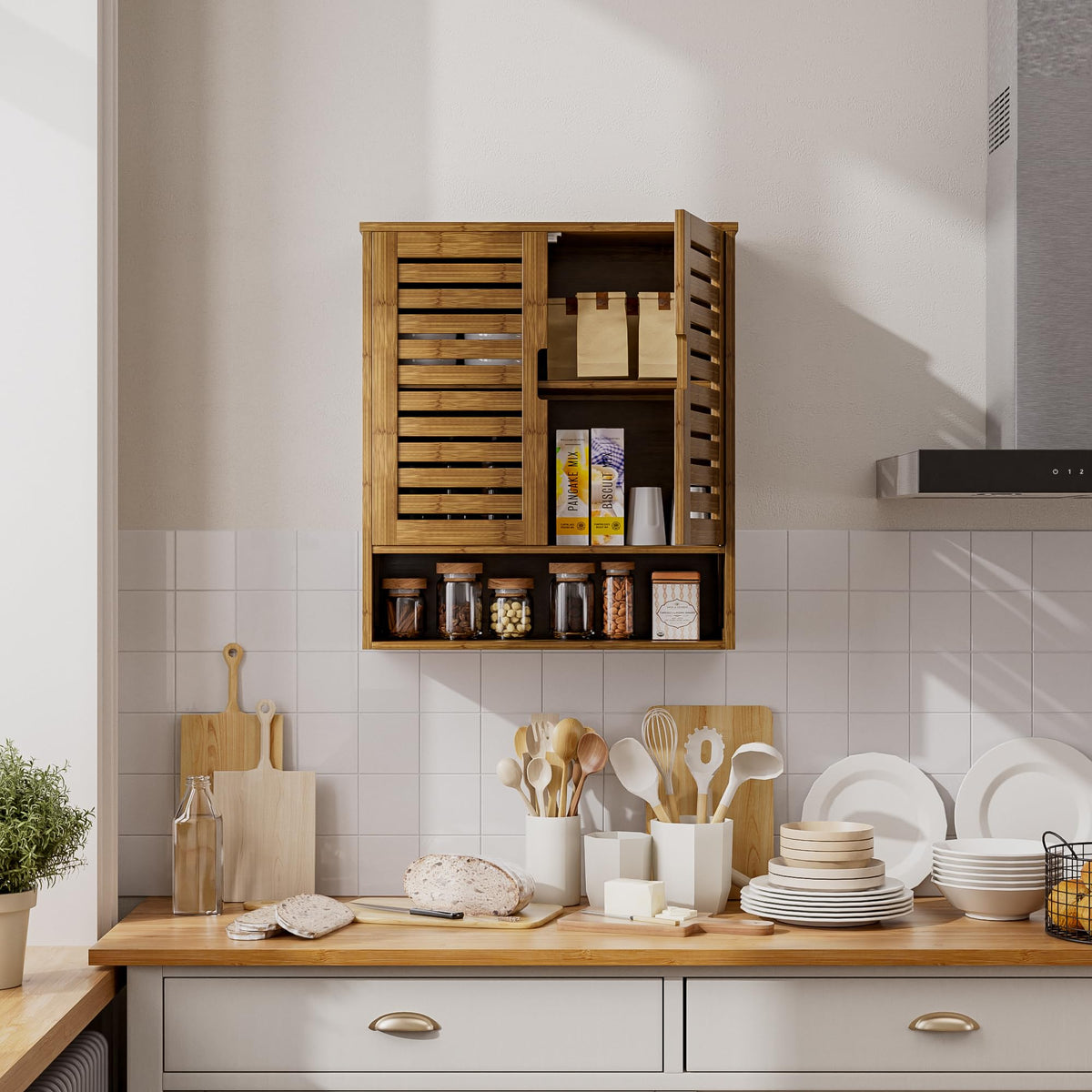 Bamboo Over-The-Toilet Storage Cabinet with 2 Door A9866