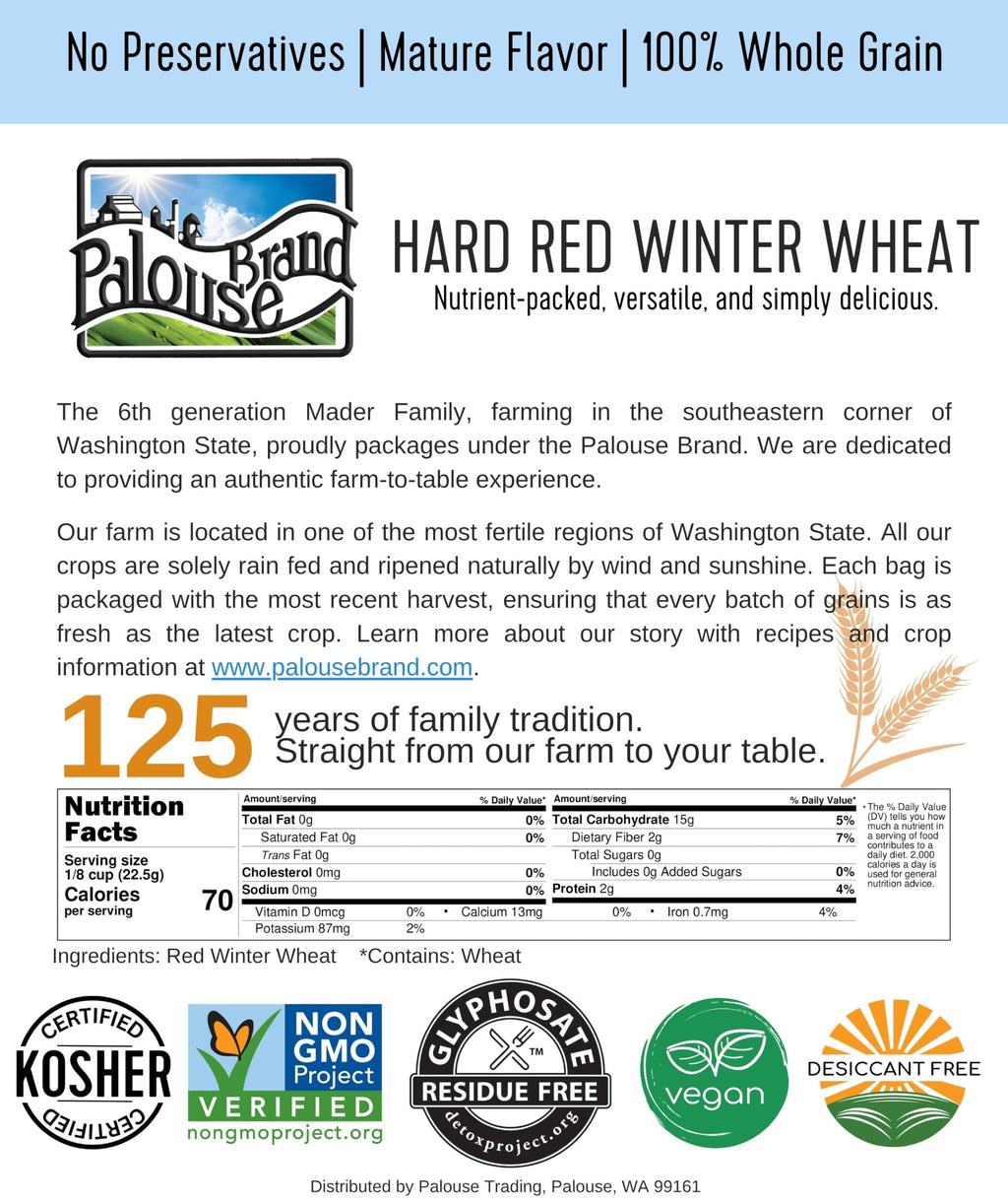 Hard Red Winter Wheat Berries 25 LBS Bag Sproutable Non-GMO Kosher Z281