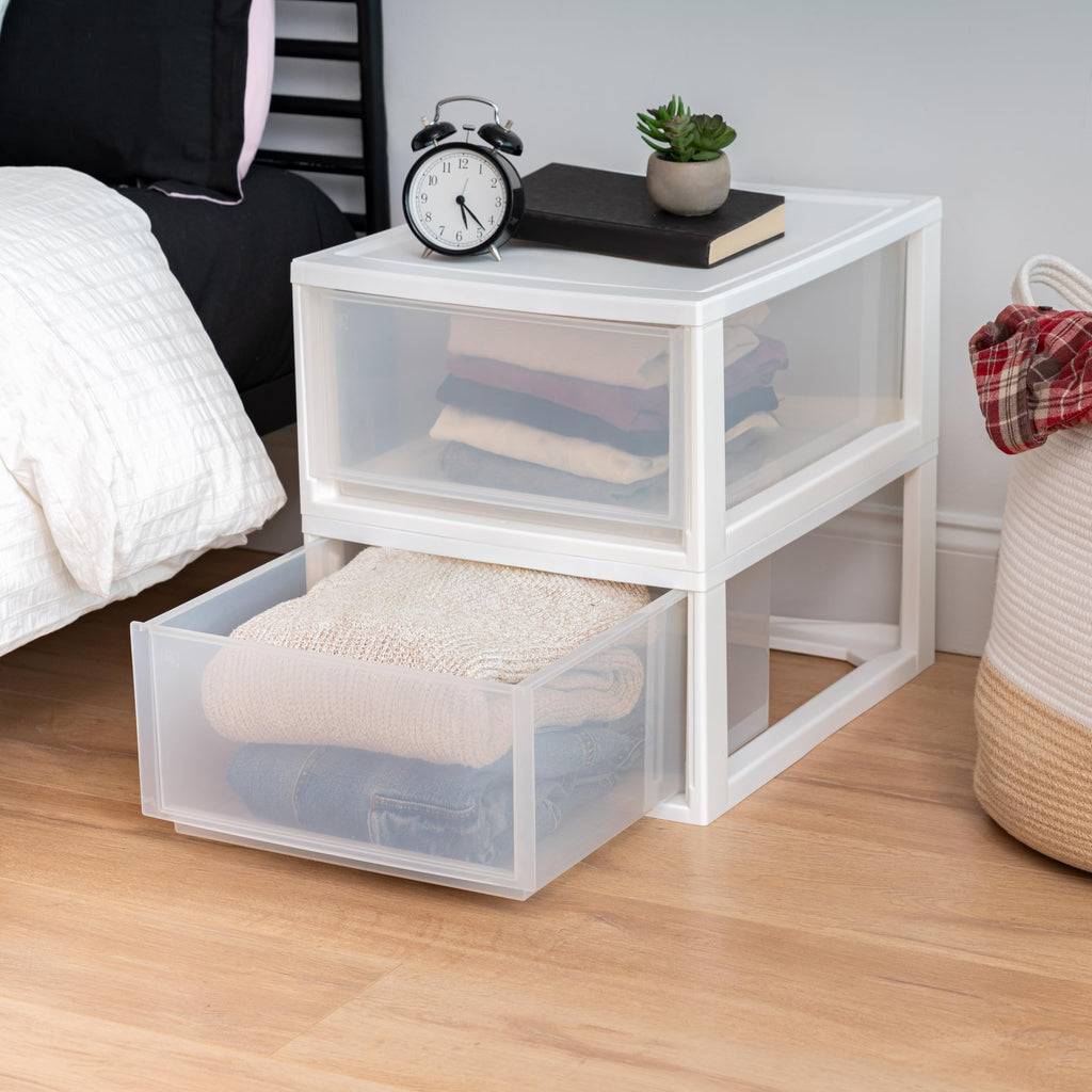 2-Pack 30 Qt. White Stacking Drawer Organizer U727844