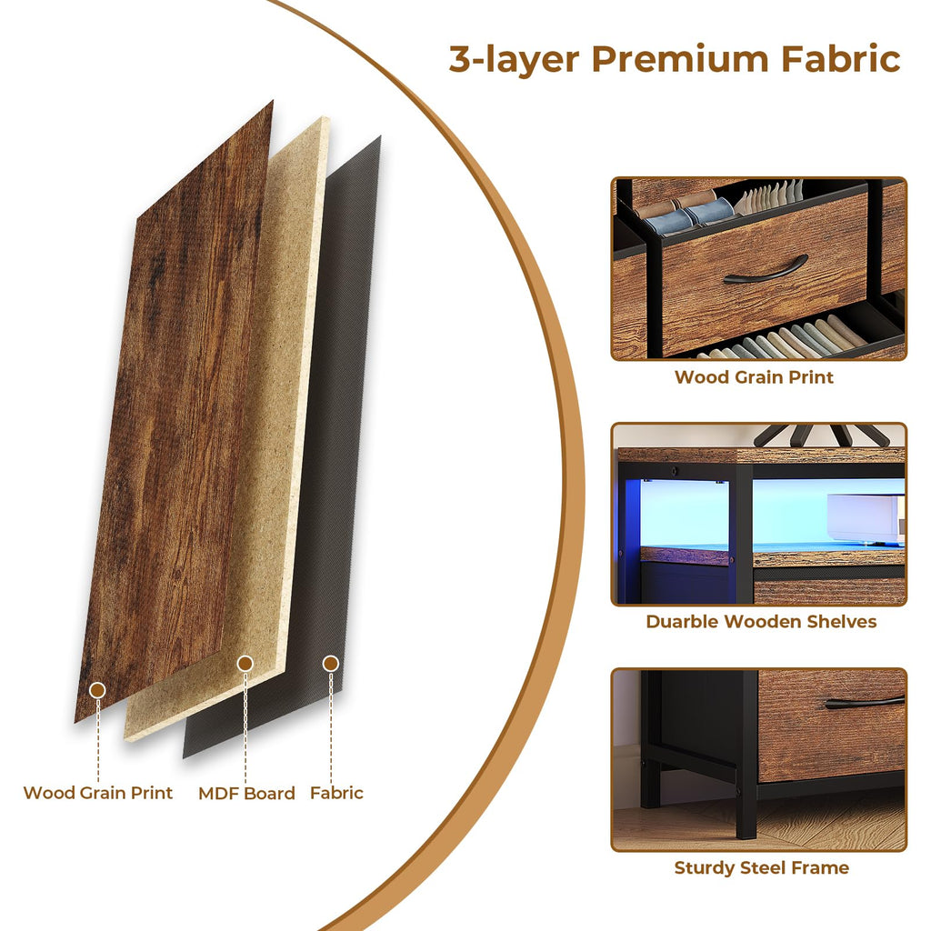LED TV Stand Dresser with 9 Drawers G9092