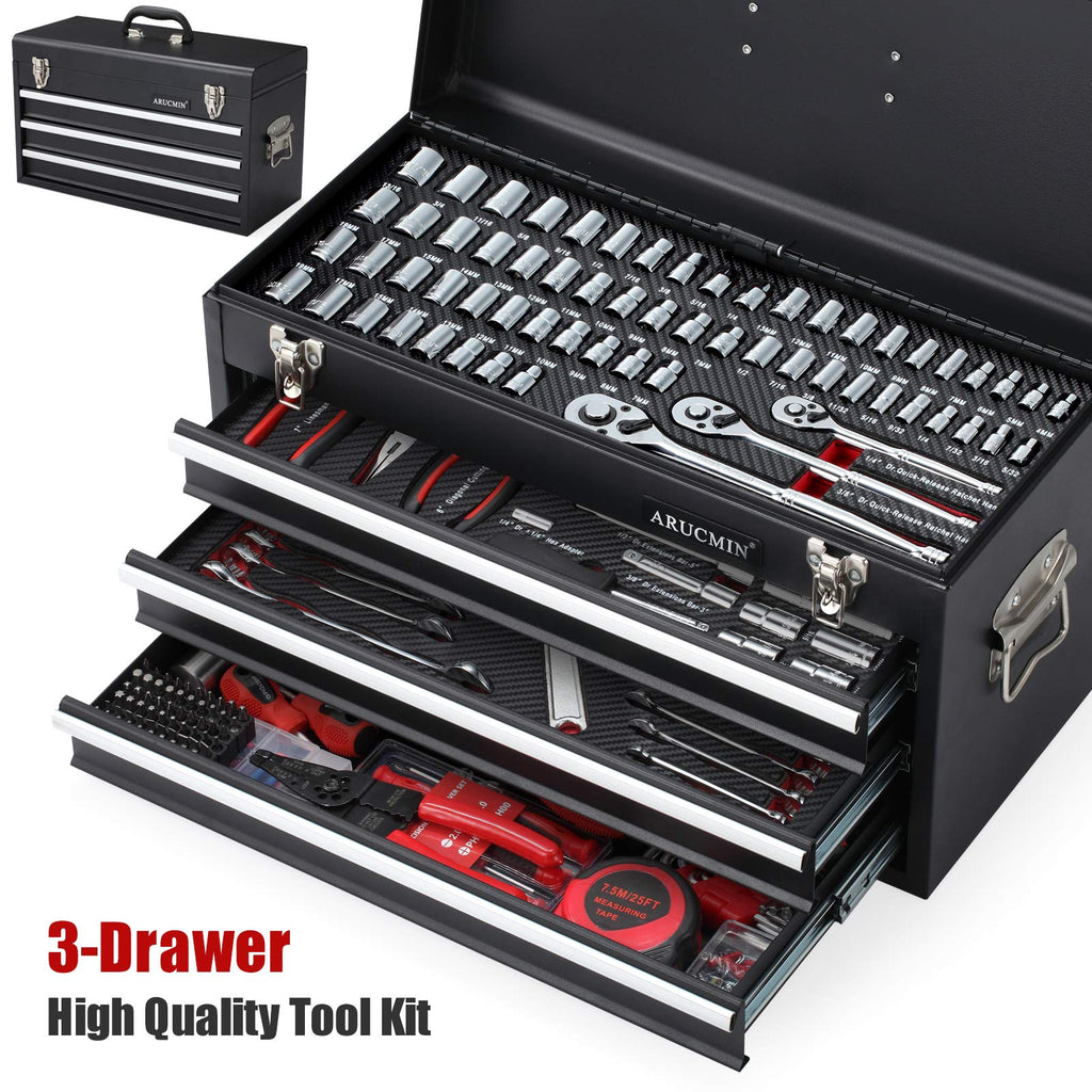 438-Piece Mechanics Tool Set with 3-Drawer Metal Box J85869