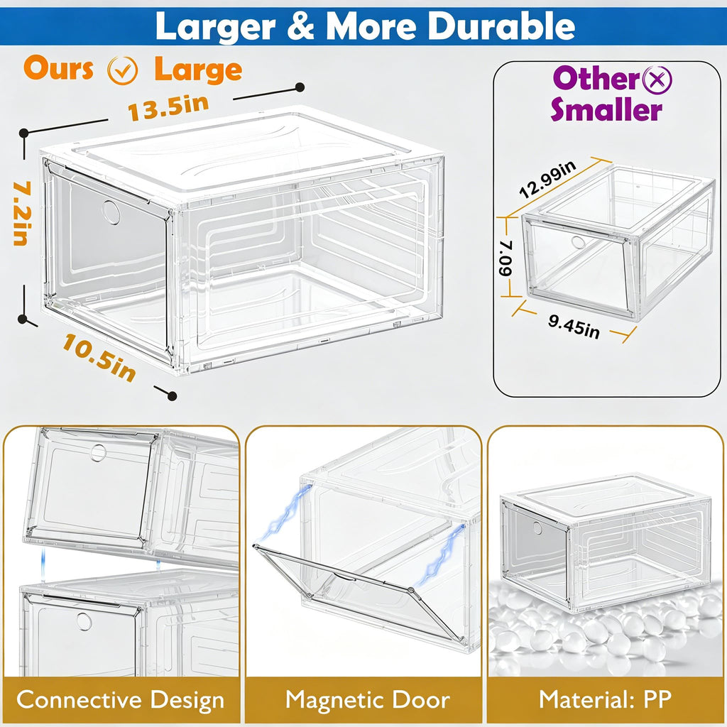 Clear Stackable Shoe Storage Box D3058