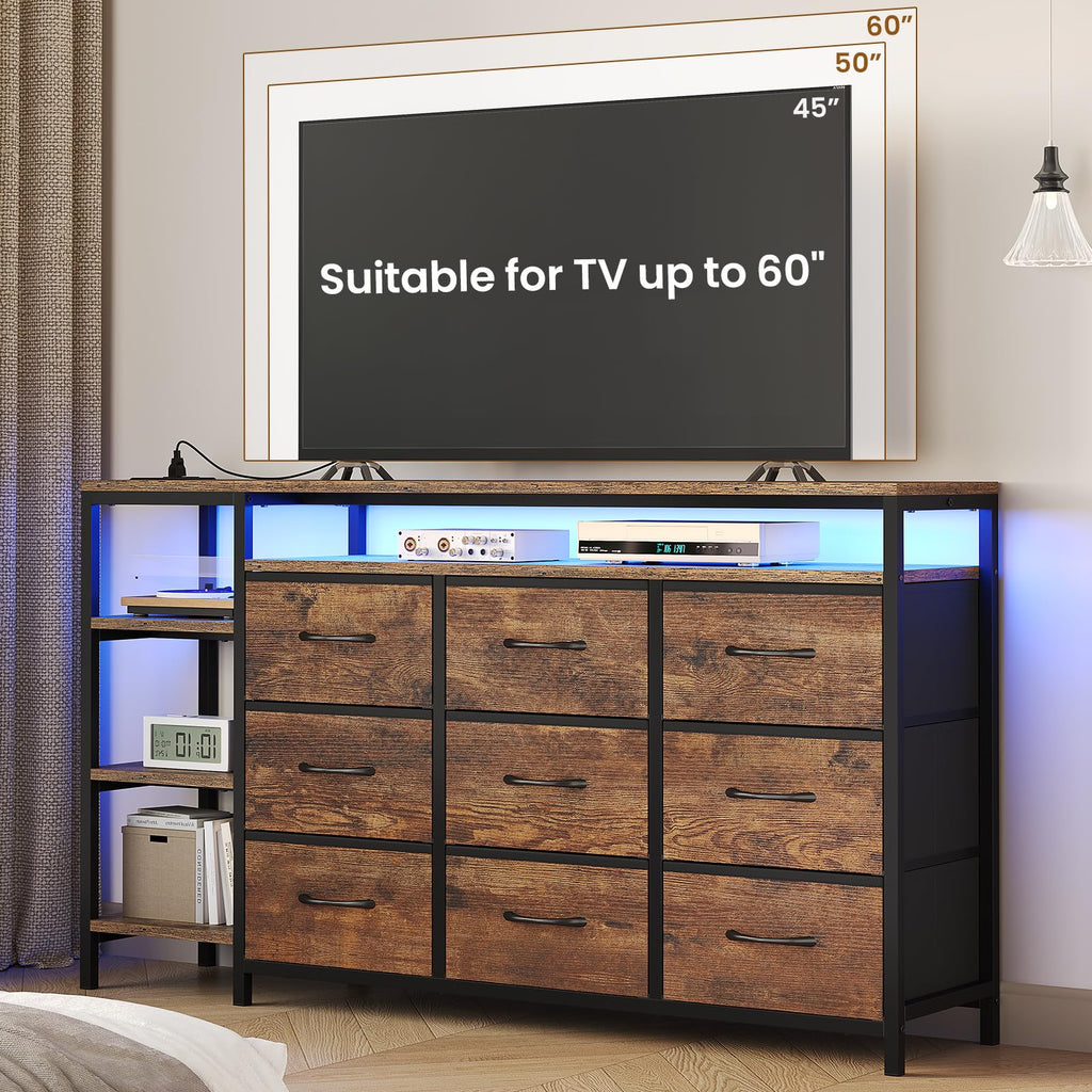 LED TV Stand Dresser with 9 Drawers G9092