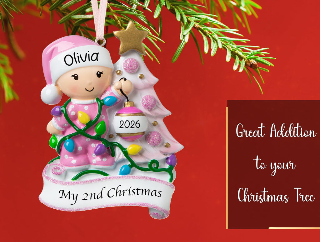 Baby's Second Christmas Ornament 2026 Pink F8892