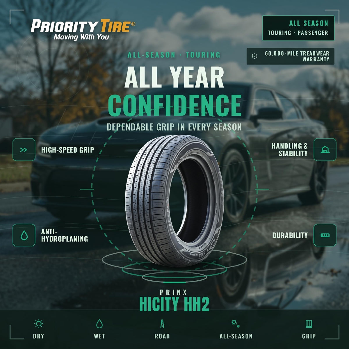 All Season 225/60R17 99V Passenger Tire H8383