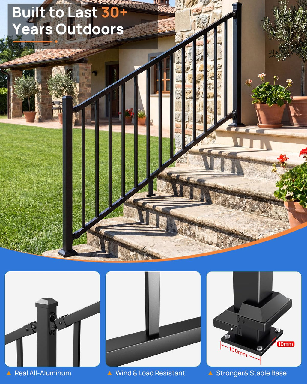 6 ft. W Aluminum Stair Railing Kit P434