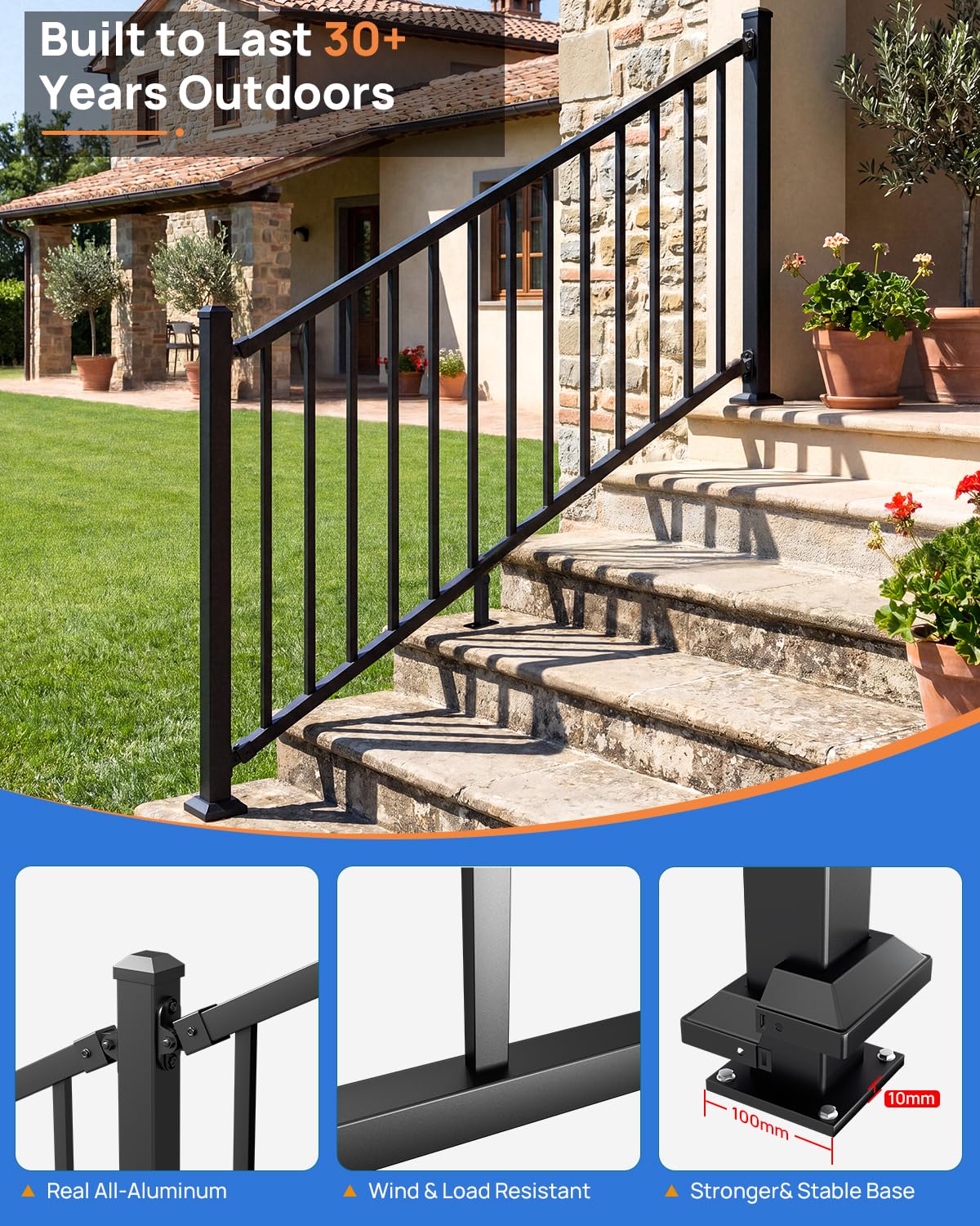 6 ft. W Aluminum Stair Railing Kit P434