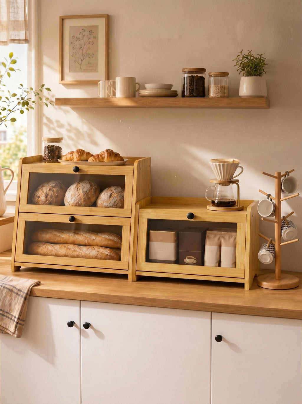 Bread Box with Top Shelf, 1 Tier H2468