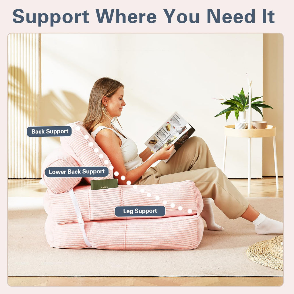 Pink Flannel Folding Sofa Bed G7352