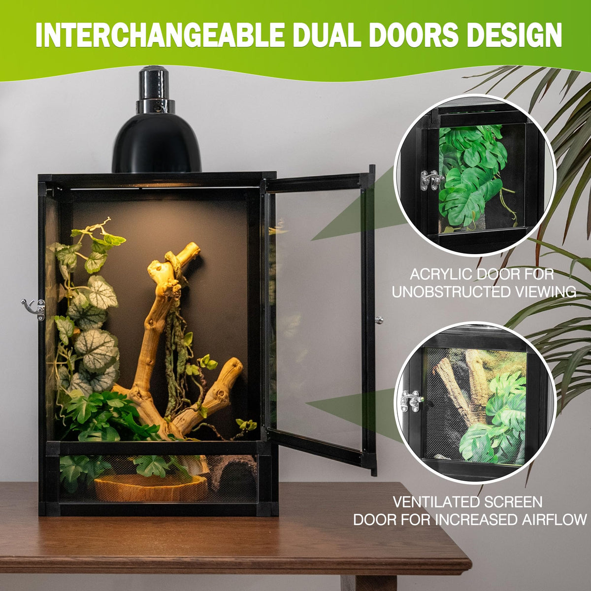 18"x18"x36" Aluminum Reptile Enclosure with Screen & Acrylic Doors I82861
