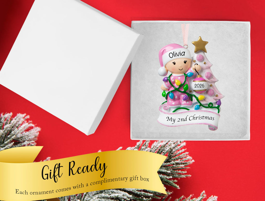 Baby's Second Christmas Ornament 2026 Pink F8892