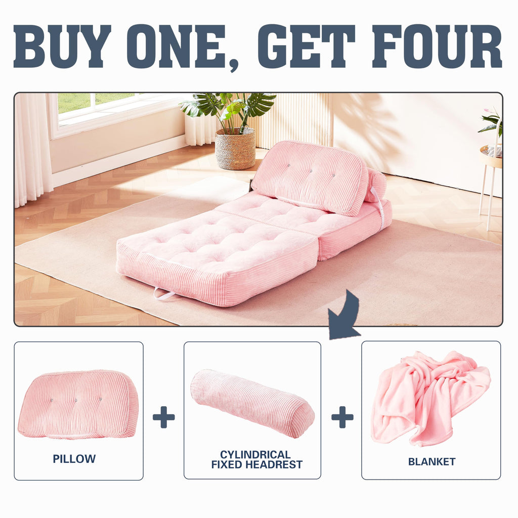 Pink Flannel Folding Sofa Bed G7352