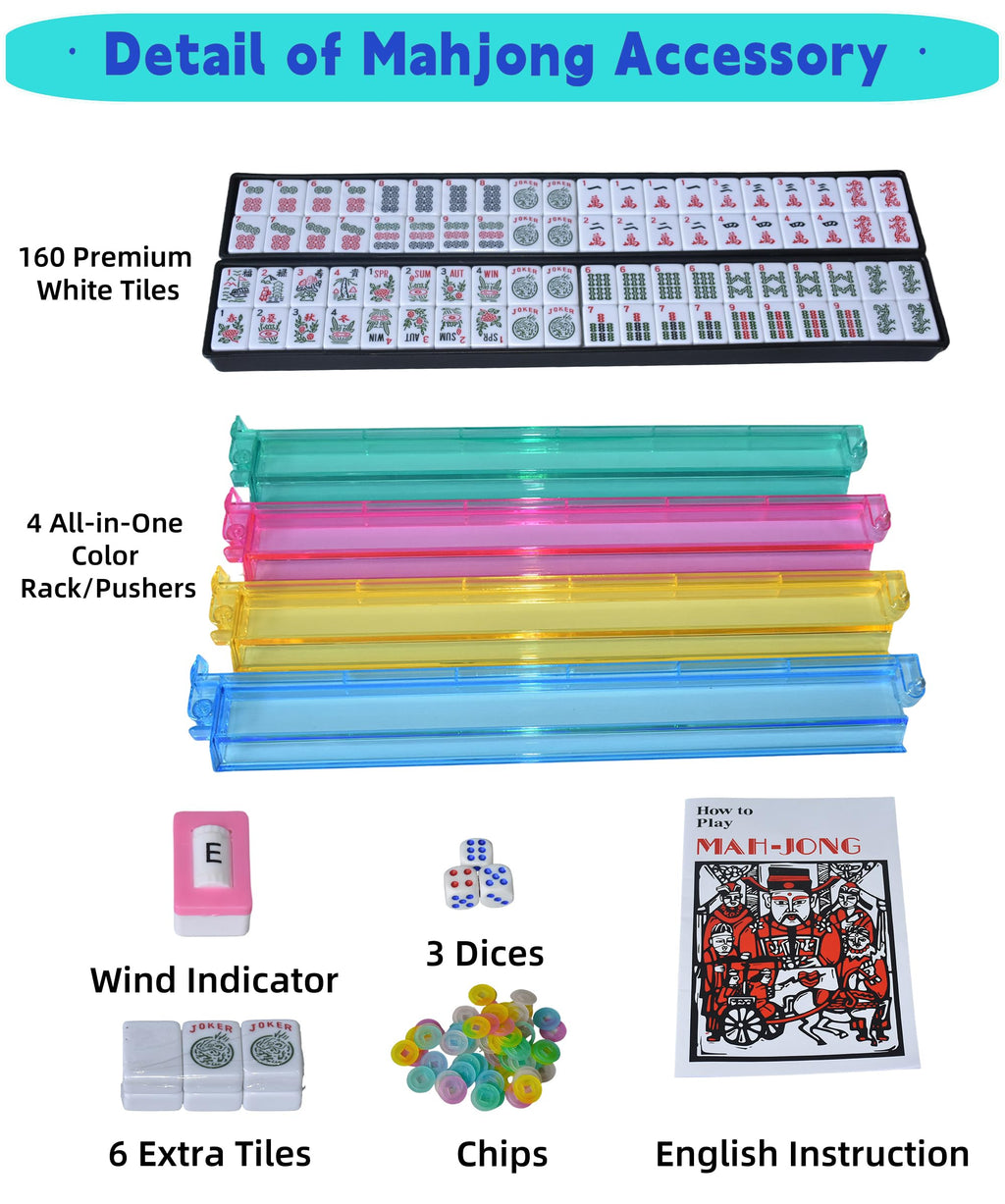 American Mahjong Set with 166 White Tiles and 4 Racks K375