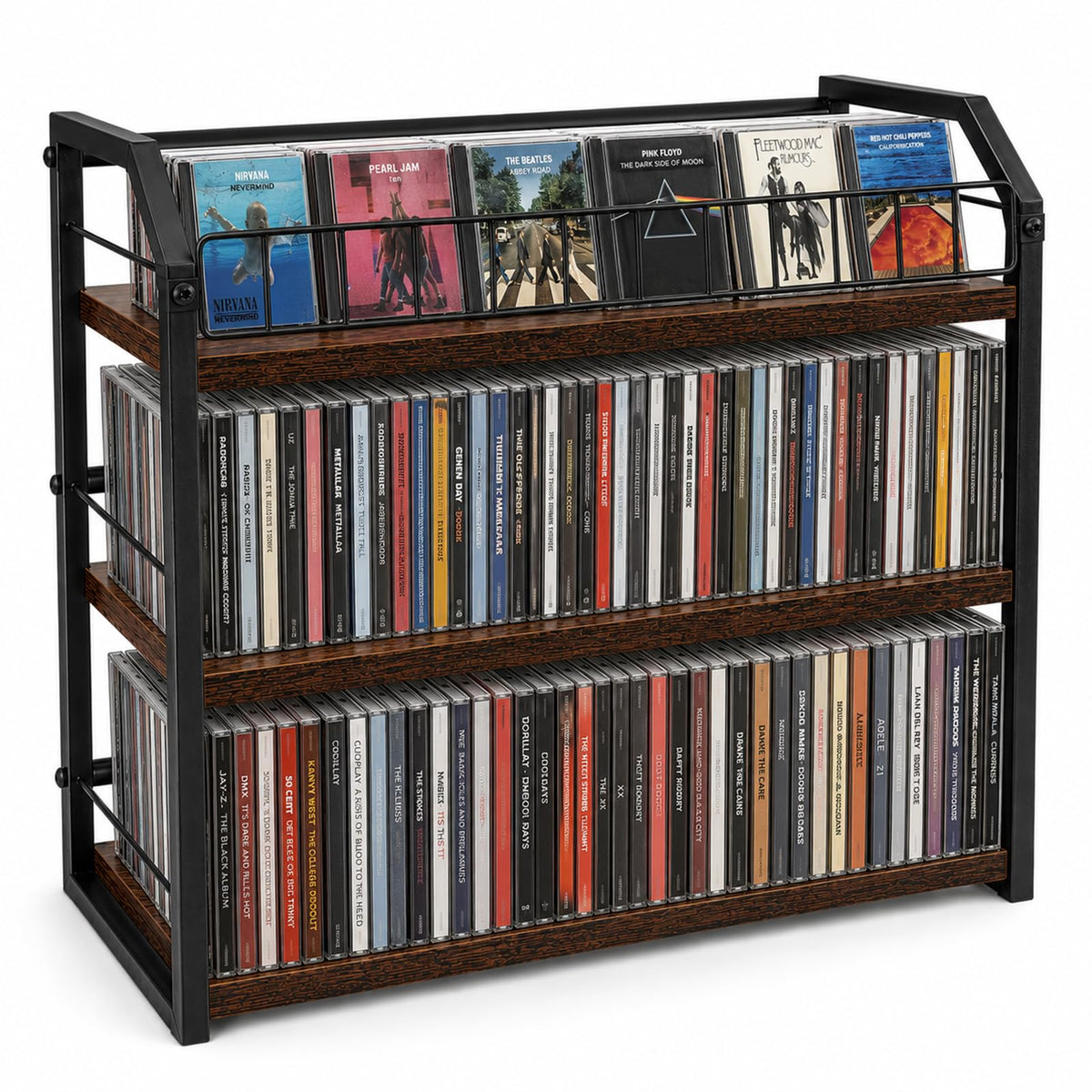 3-Tier Metal and Wood CD Storage Rack Q879618