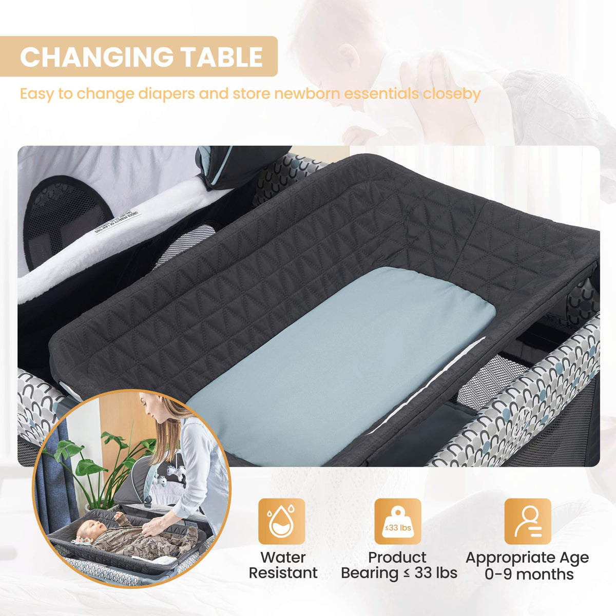 5 in 1 Foldable Baby Crib Playpen E694775