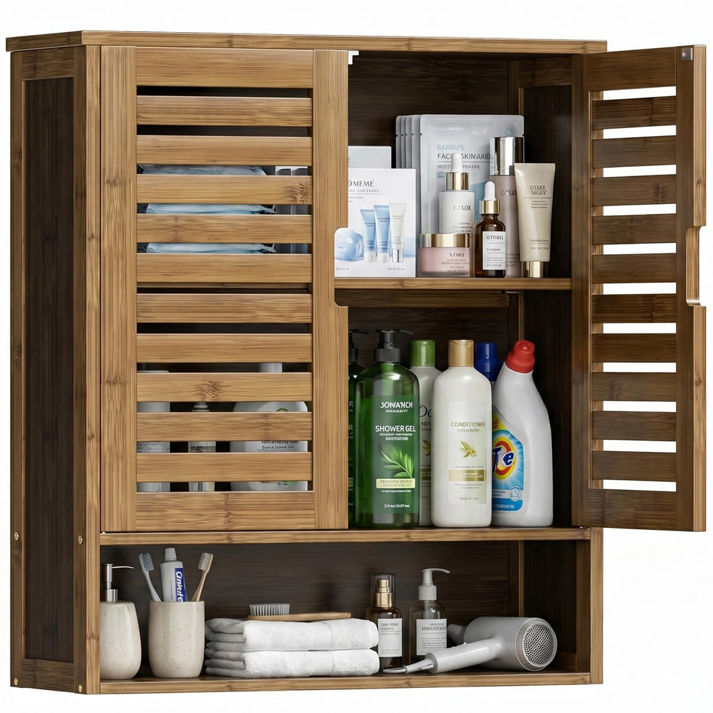 Bamboo Over-The-Toilet Storage Cabinet with 2 Door A9866