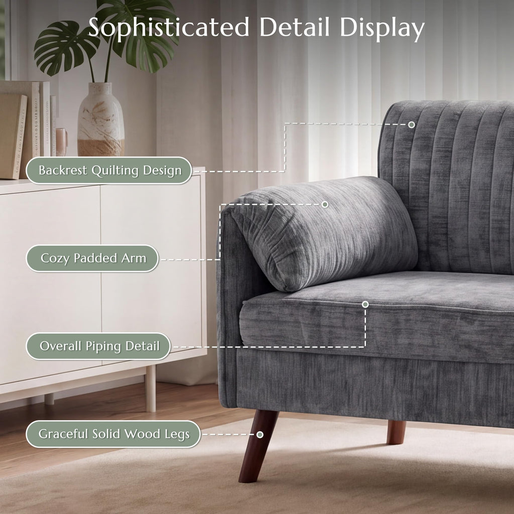 64" Gray Chenille 2-seater Sofa A230626