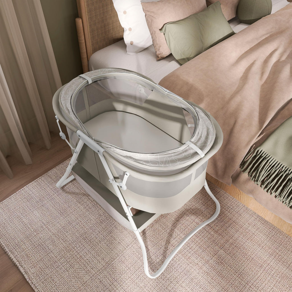 Portable Infant Bassinet, Double Mesh Canopy, Cool Grey G947