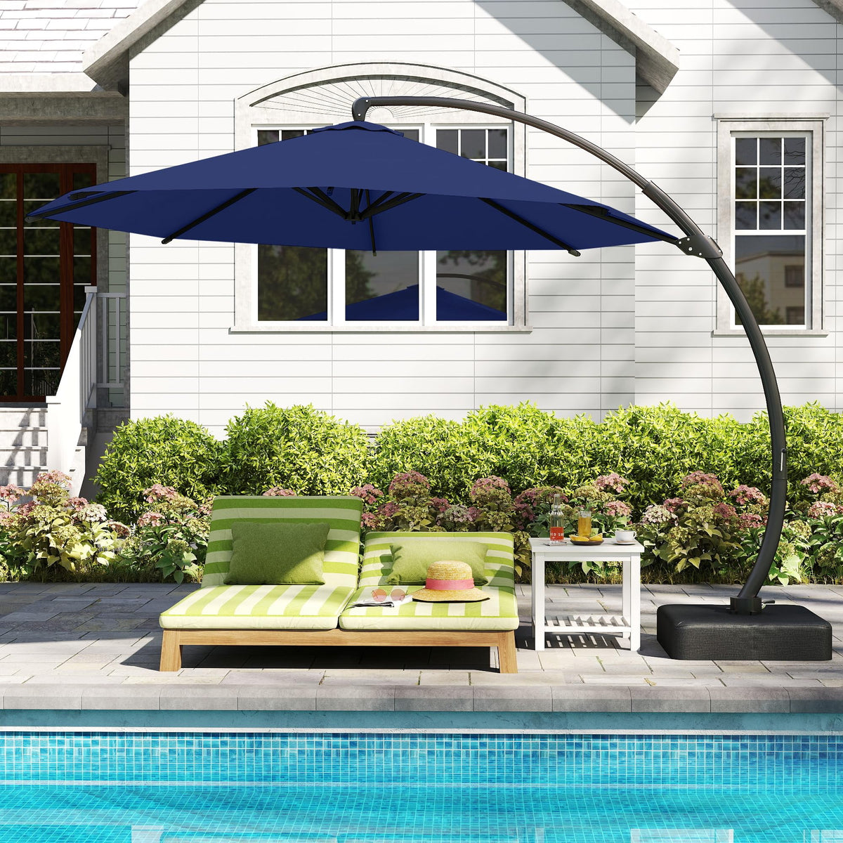 12ft Cantilever Patio Umbrella with Base and Cover W738475