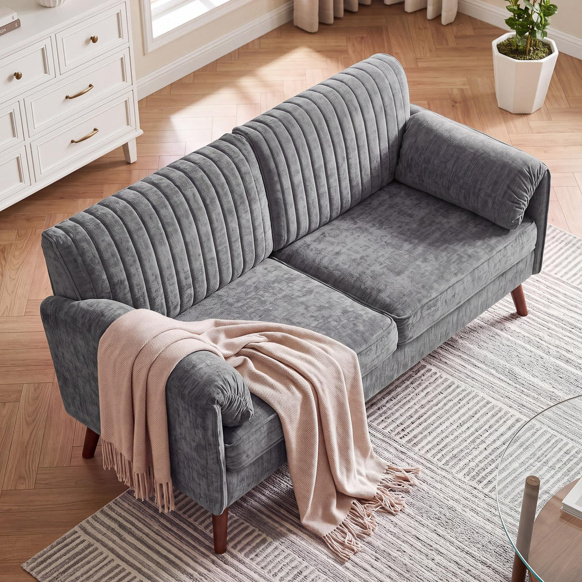 64" Gray Chenille 2-seater Sofa A230626