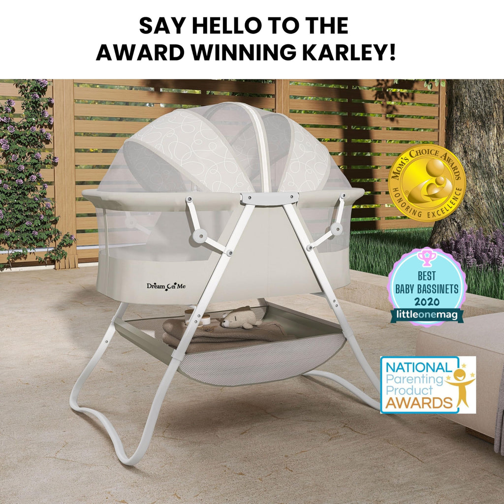 Portable Infant Bassinet, Double Mesh Canopy, Cool Grey G947