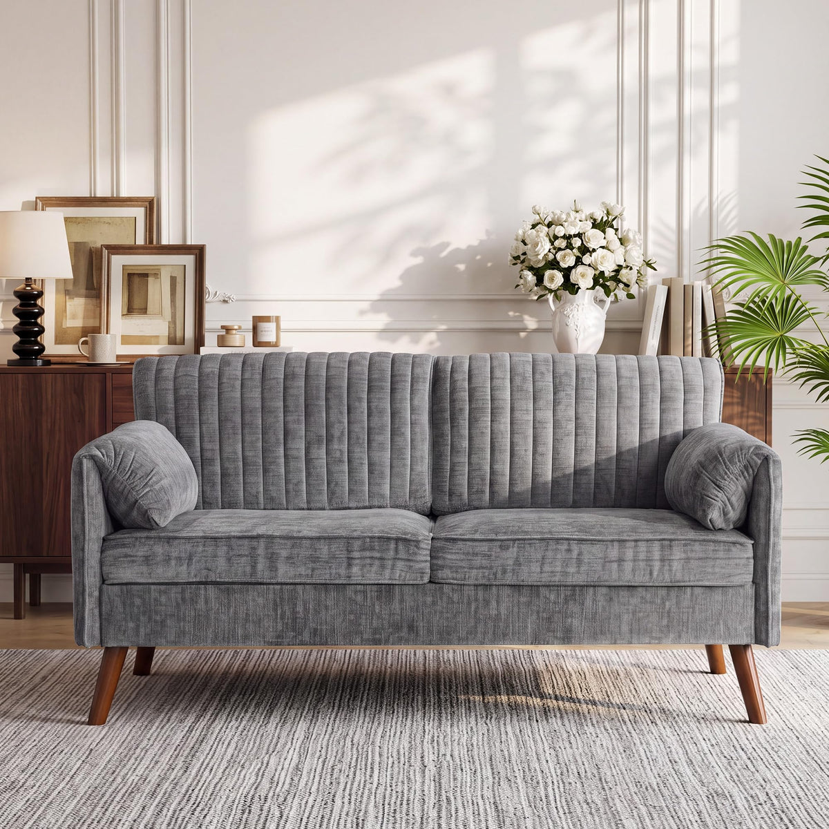 64" Gray Chenille 2-seater Sofa A230626